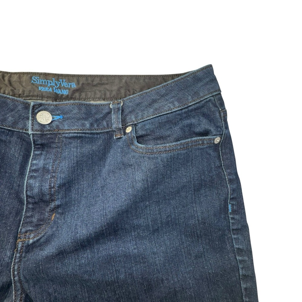 Simply Vera Wang Jean Shorts Flex Mid Rise Dark Wash Women 16 - Picture 4 of 8